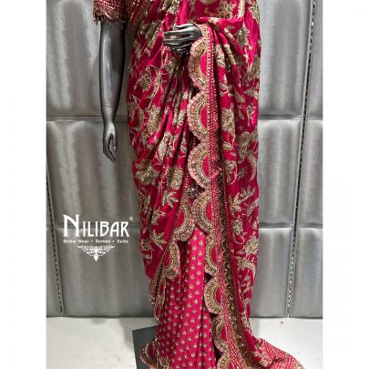 Rani Pink Crepe Saree