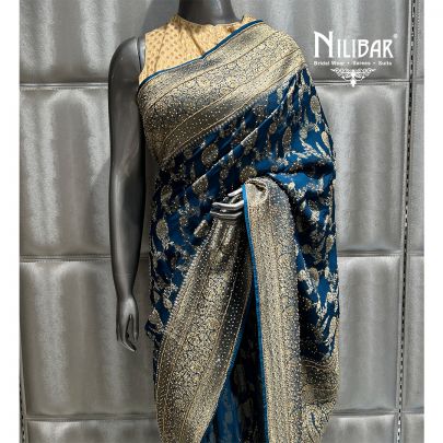Peacock Blue Georgette Saree