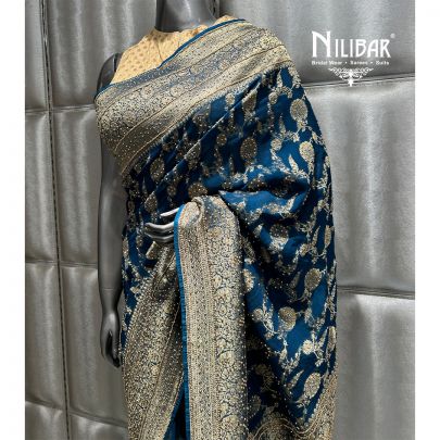 Peacock Blue Georgette Saree