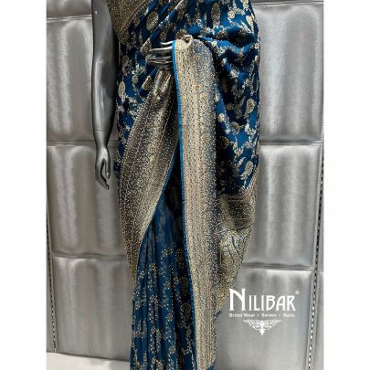 Peacock Blue Georgette Saree