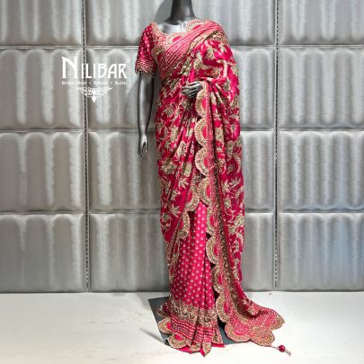 Rani Pink Crepe Saree