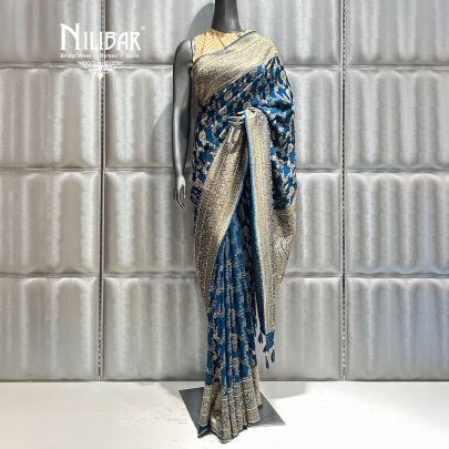 Peacock Blue Georgette Saree