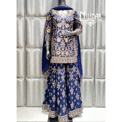 Dark Blue Georgette Garara Suit