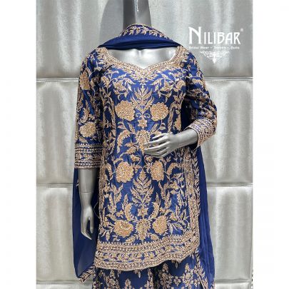 Dark Blue Georgette Garara Suit