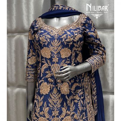 Dark Blue Georgette Garara Suit