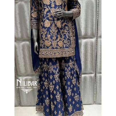 Dark Blue Georgette Garara Suit