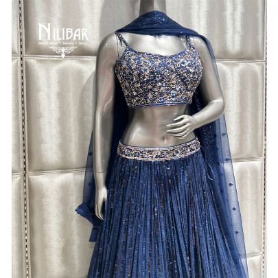 Navy Blue Georgette Lehenga