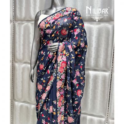 Midnight Blue Georgette Saree