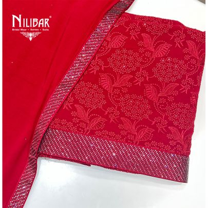 Mehroon Georgette Unstitched Suit
