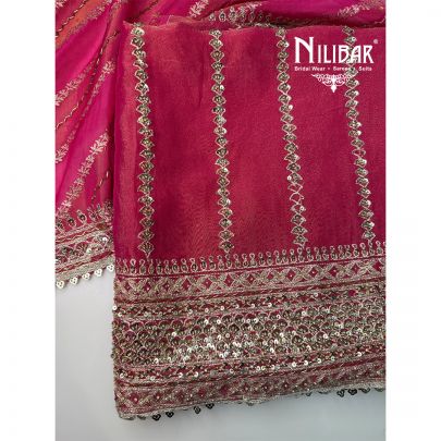 Pink Lamé Tissue Embroidered Unstitched Suit