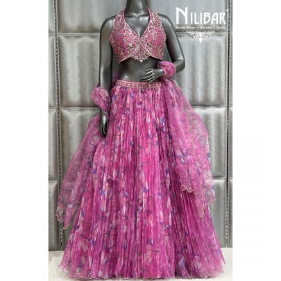 Pink Organza Lehnga