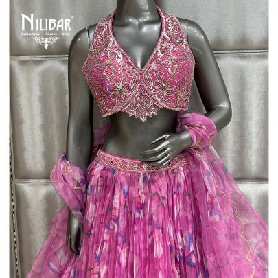 Pink Organza Lehnga