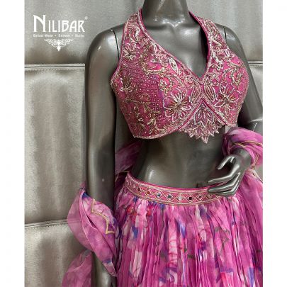 Pink Organza Lehnga