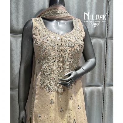 Ivory Lamé Silk Flared Palazzo Suit