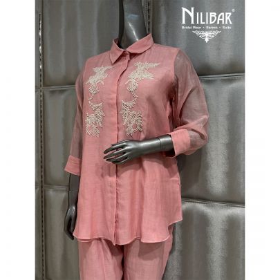 Blush Pink Cotton Top Paired With Pants