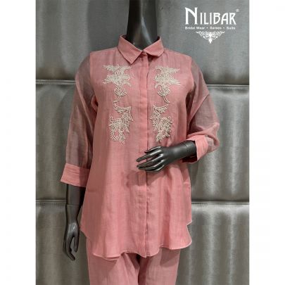 Blush Pink Cotton Top Paired With Pants