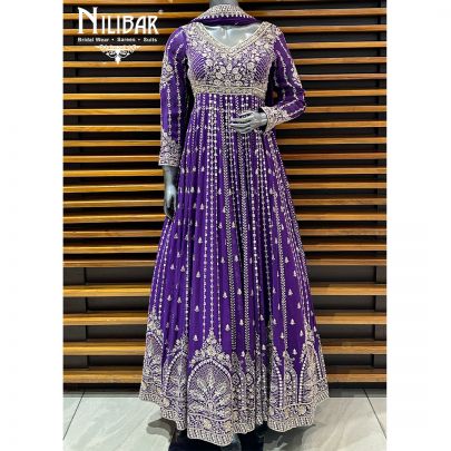 Purple Georgette Anarkali Suit