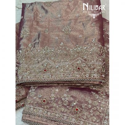 Rose Gold Lamé Tissue Unstitched Suit