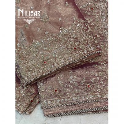 Rose Gold Lamé Tissue Unstitched Suit
