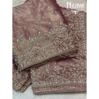 Rose Gold Lamé Tissue Unstitched Suit