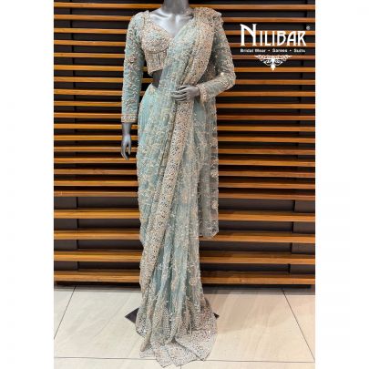 Pista Net Drape Saree