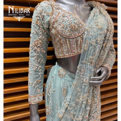 Pista Net Drape Saree