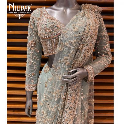 Pista Net Drape Saree