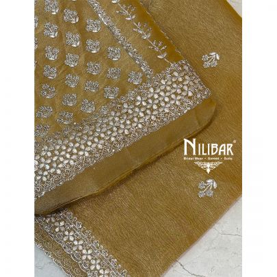 Mustard Lamé Tissue Unstitched Suit