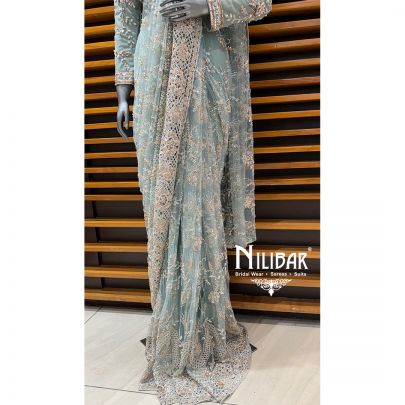 Pista Net Drape Saree