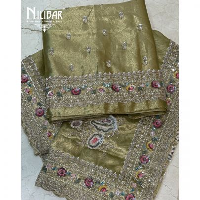 Light Green Lamé Silk Unstitched Suit
