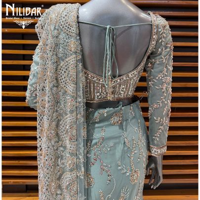 Pista Net Drape Saree