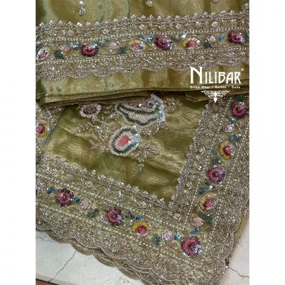 Light Green Lamé Silk Unstitched Suit