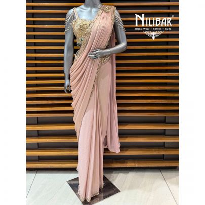 Peach Chiffon Drape Saree