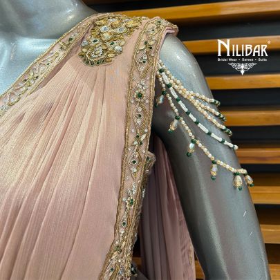 Peach Chiffon Drape Saree