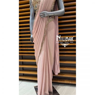 Peach Chiffon Drape Saree