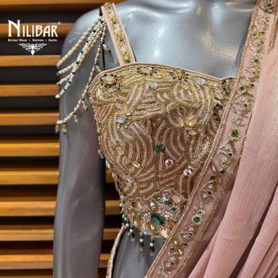 Peach Chiffon Drape Saree