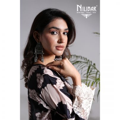 Black White Crepe Kurta Set