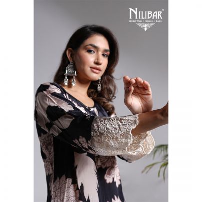 Black White Crepe Kurta Set