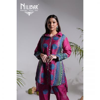 Pink Organza Embroidered Co-ord Set