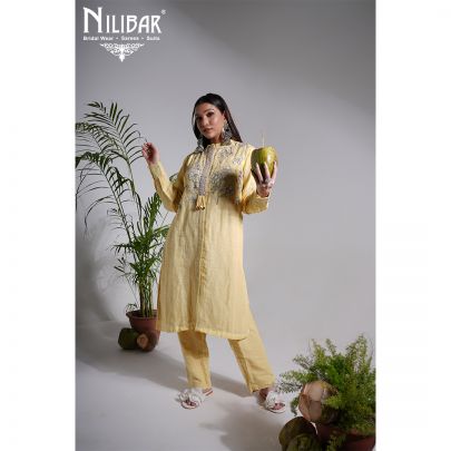 Butterscotch Yellow Linen Readymade Suit