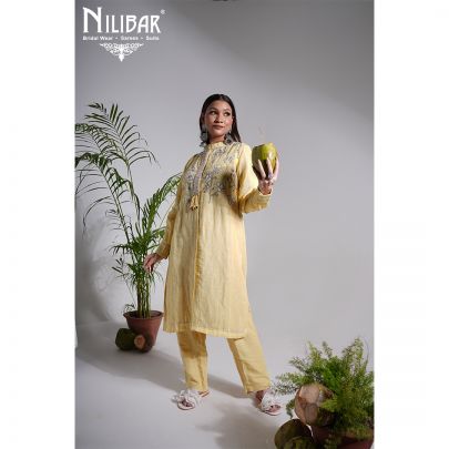 Butterscotch Yellow Linen Readymade Suit