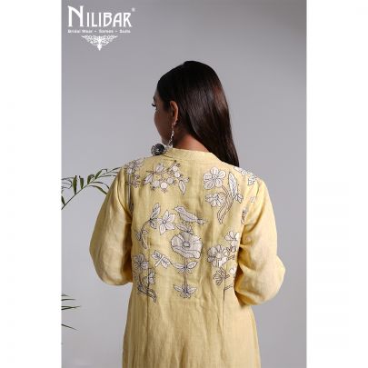Butterscotch Yellow Linen Readymade Suit