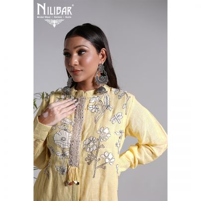 Butterscotch Yellow Linen Readymade Suit