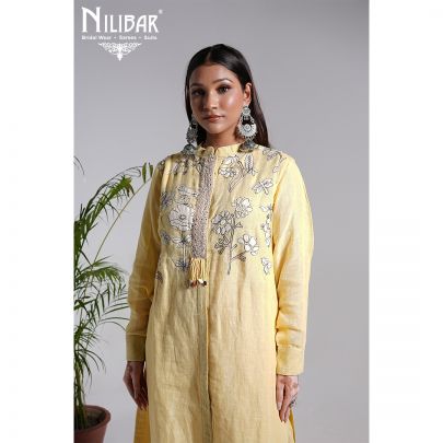 Butterscotch Yellow Linen Readymade Suit