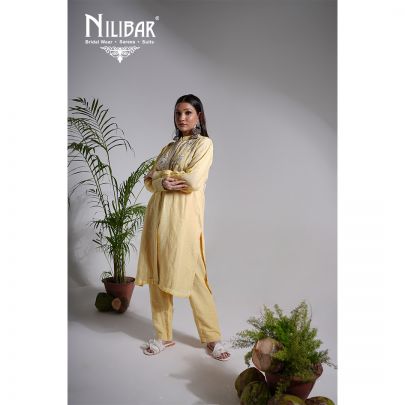 Butterscotch Yellow Linen Readymade Suit