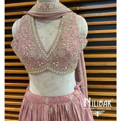 Onion Pink Lame Silk Casual Lehenga