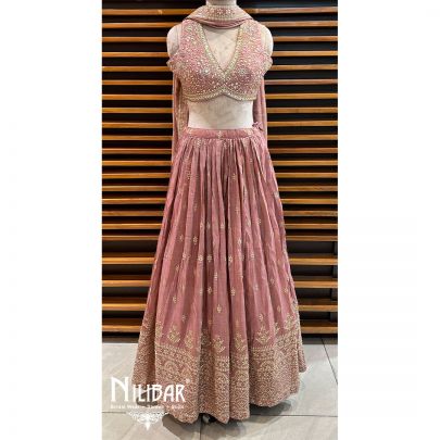Onion Pink Lame Silk Casual Lehenga