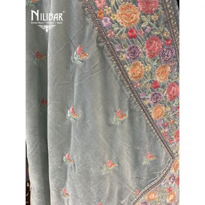 Powder Blue Velvet Dupatta.