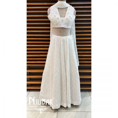 Swan White Georgette Casual Lehenga