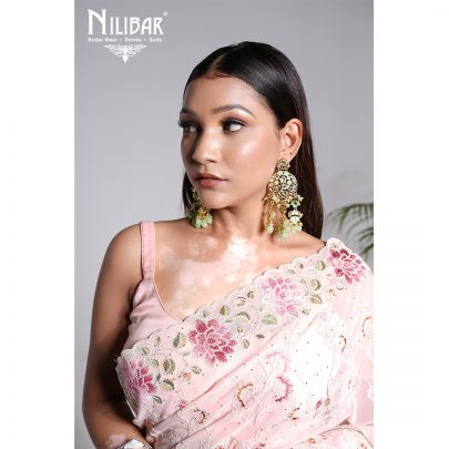 Light Peach Georgette Saree